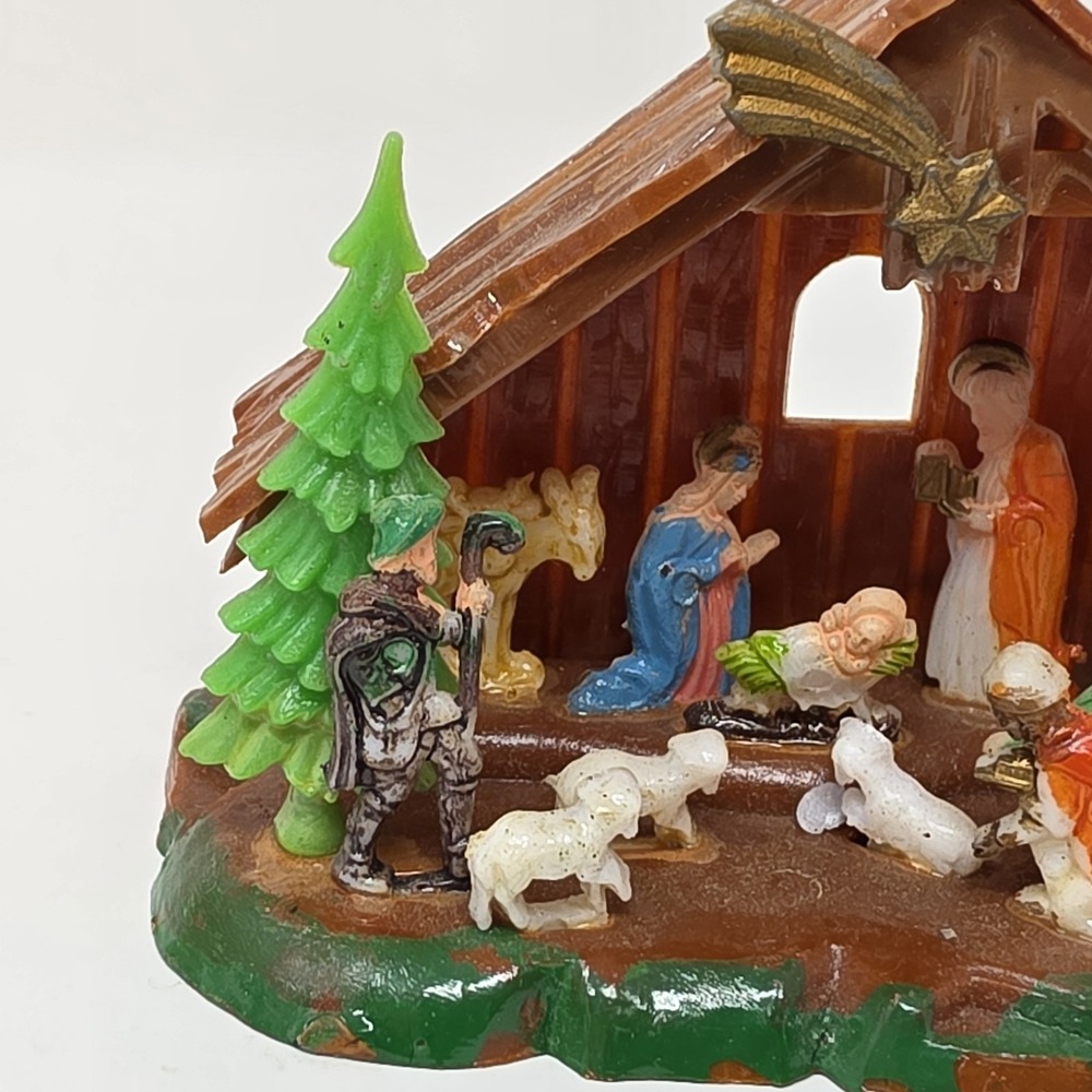Vintage Shiny Brite Miniature Plastic Nativity Scene With Original Box - Picture 4 of 16